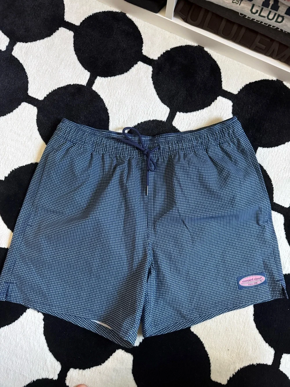 Vineyard Vines Navy Micro-Pattern Swim Trunks